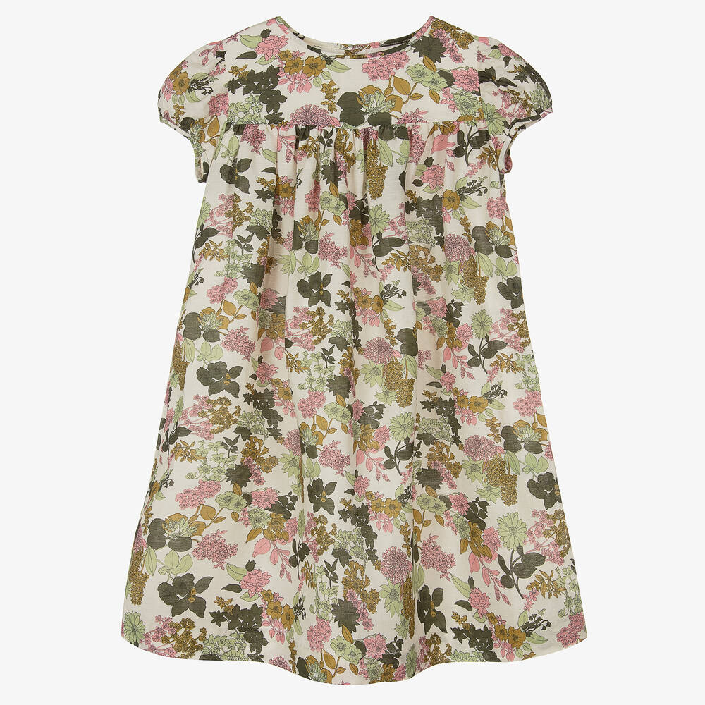 Bonpoint - Teen Girls Ivory & Green Floral Print Dress | Childrensalon ...