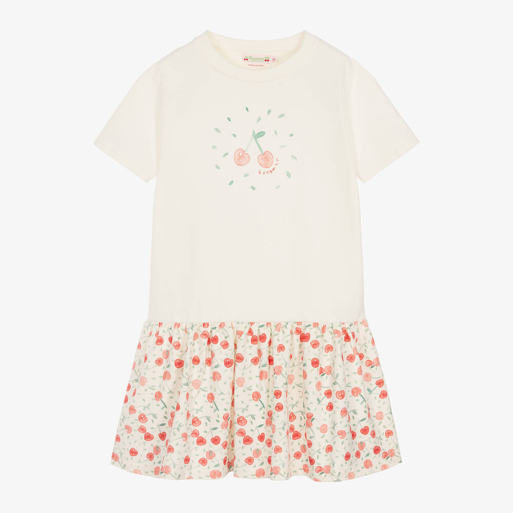 Bonpoint - Teen Girls White Cotton Cherry Dress | Childrensalon