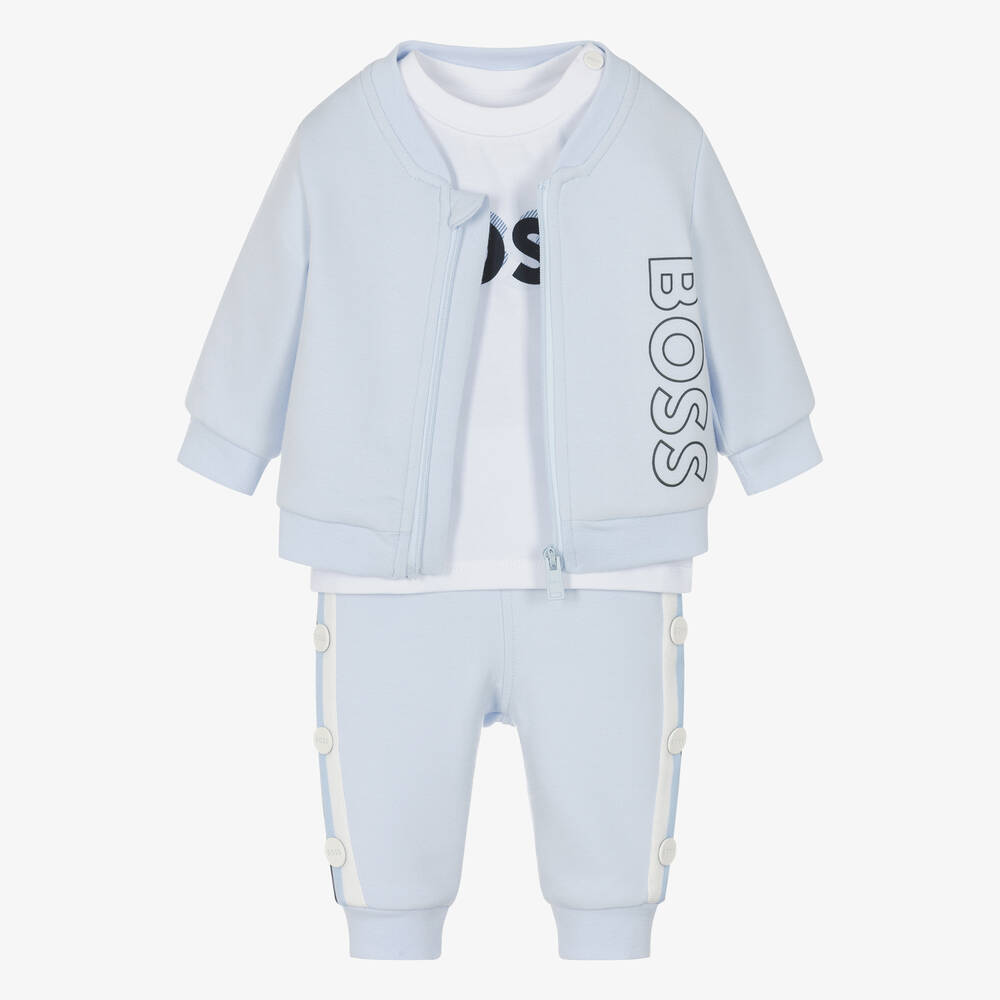 BOSS - Baby Boys Light Blue Tracksuit Set | Childrensalon