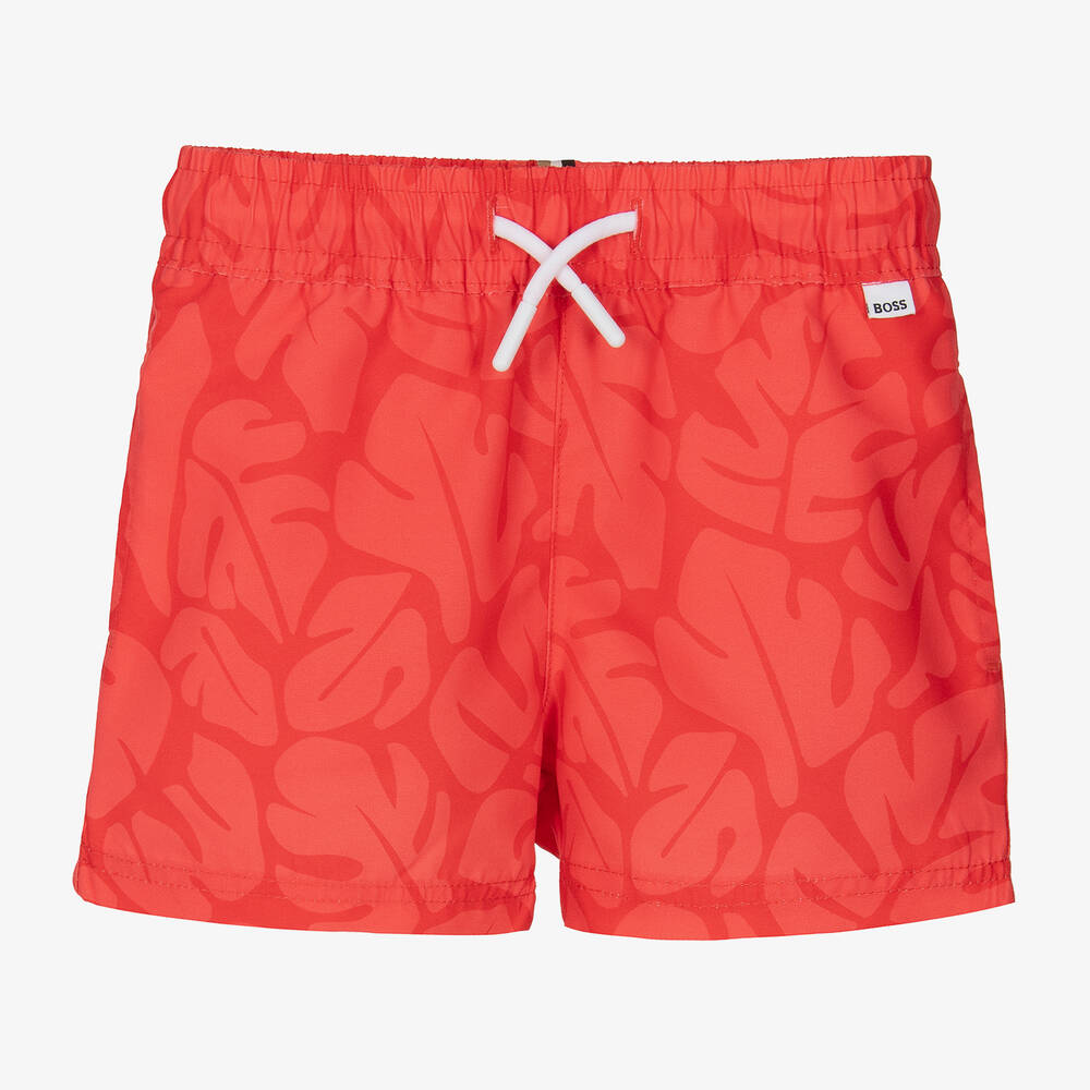 BOSS - Baby Boys Red Swim Shorts | Childrensalon