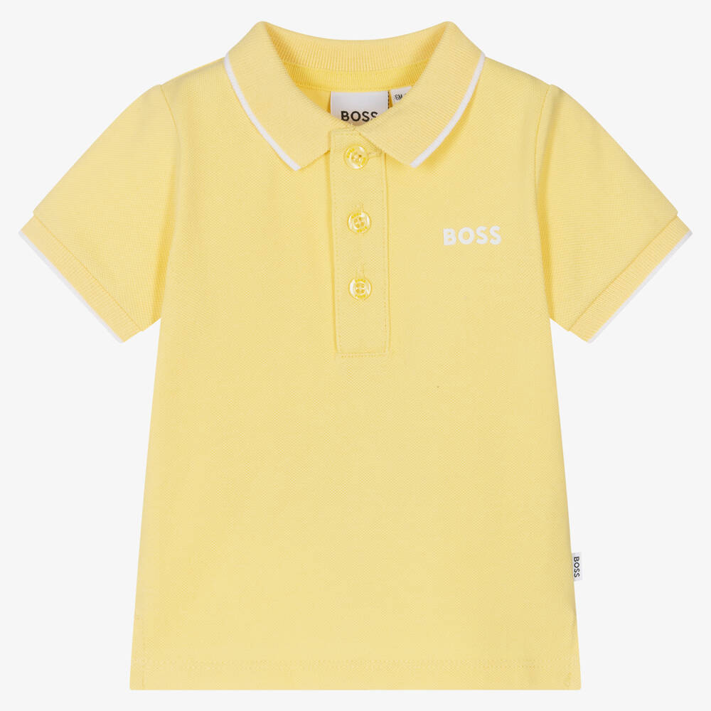BOSS - Baby Boys Yellow Logo Polo Shirt | Childrensalon Outlet