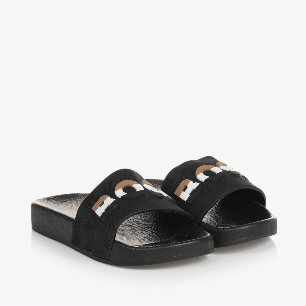 BOSS - Boys Black Sliders | Childrensalon