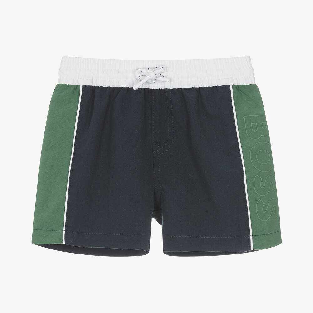 BOSS - Boys Navy Blue Swim Shorts | Childrensalon