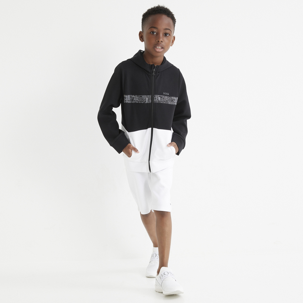 BOSS - Boys White Cotton Logo Shorts | Childrensalon Outlet