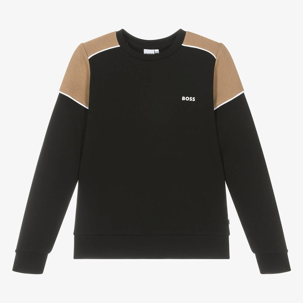 BOSS - Teen Boys Black Cotton Sweatshirt | Childrensalon