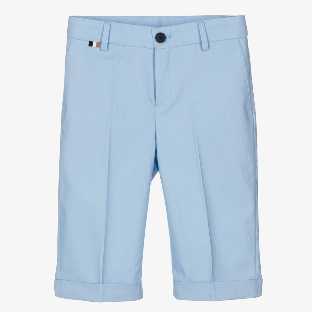 BOSS - Teen Boys Pale Blue Smart Shorts | Childrensalon