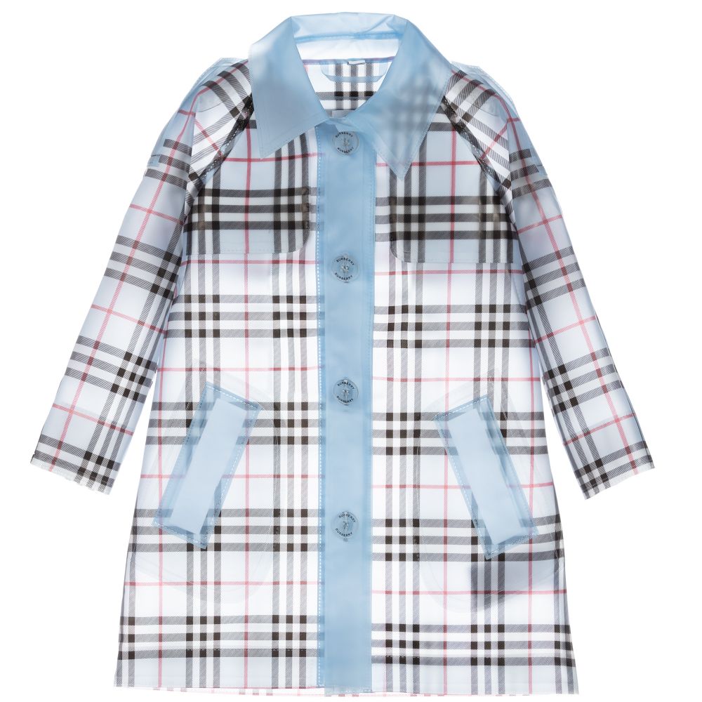 Burberry - Girls Blue Check Raincoat | Childrensalon Outlet