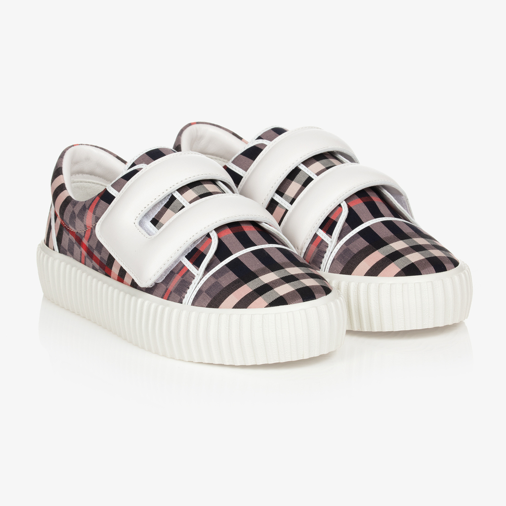 Burberry - Teen Pink Checked Trainers | Childrensalon Outlet