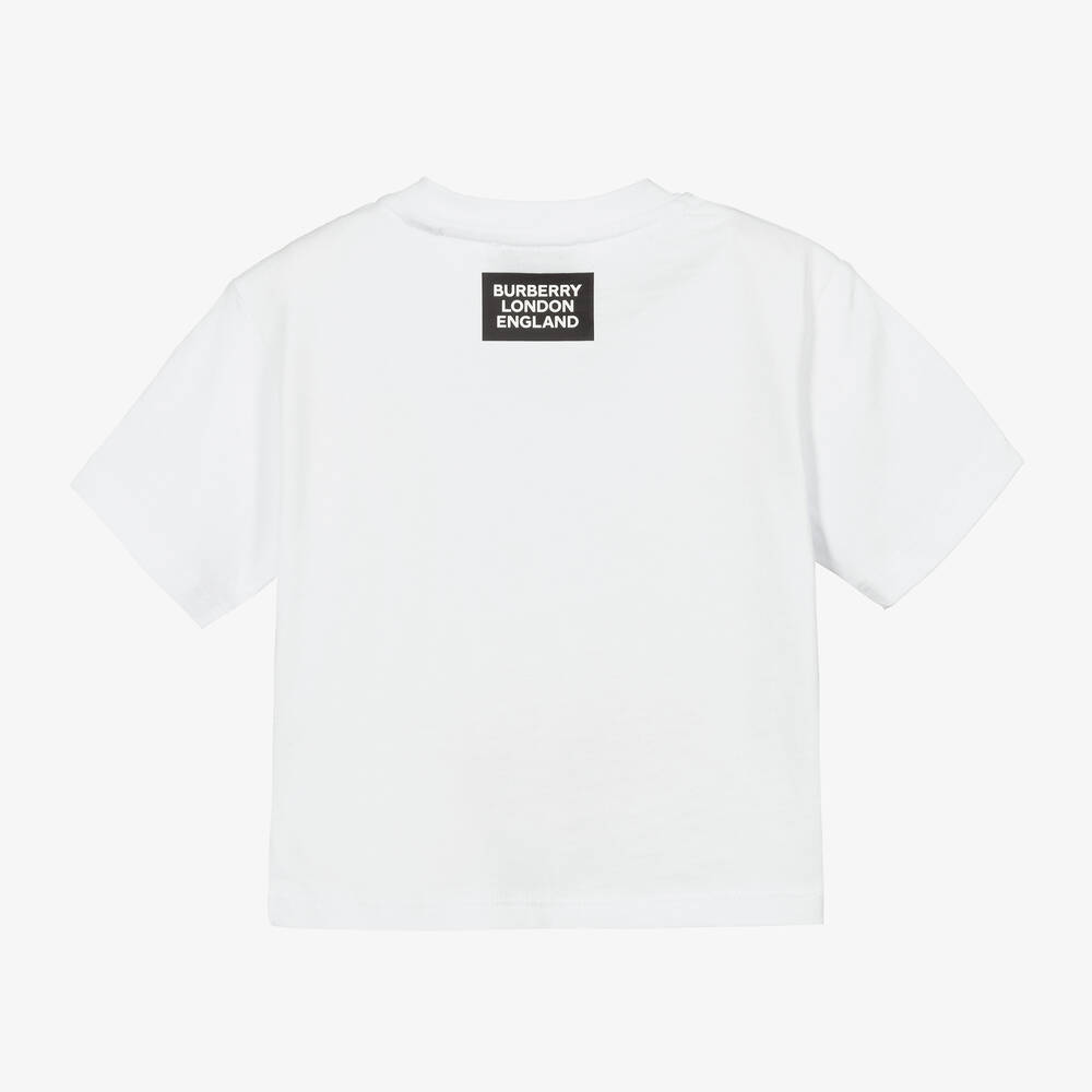 Burberry - White Cotton Bear Baby T-Shirt | Childrensalon Outlet