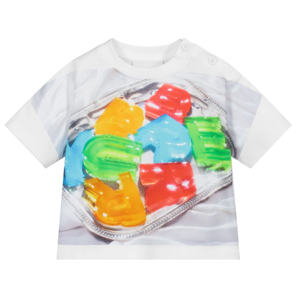 Burberry - White Jelly Logo Baby T-Shirt | Childrensalon Outlet