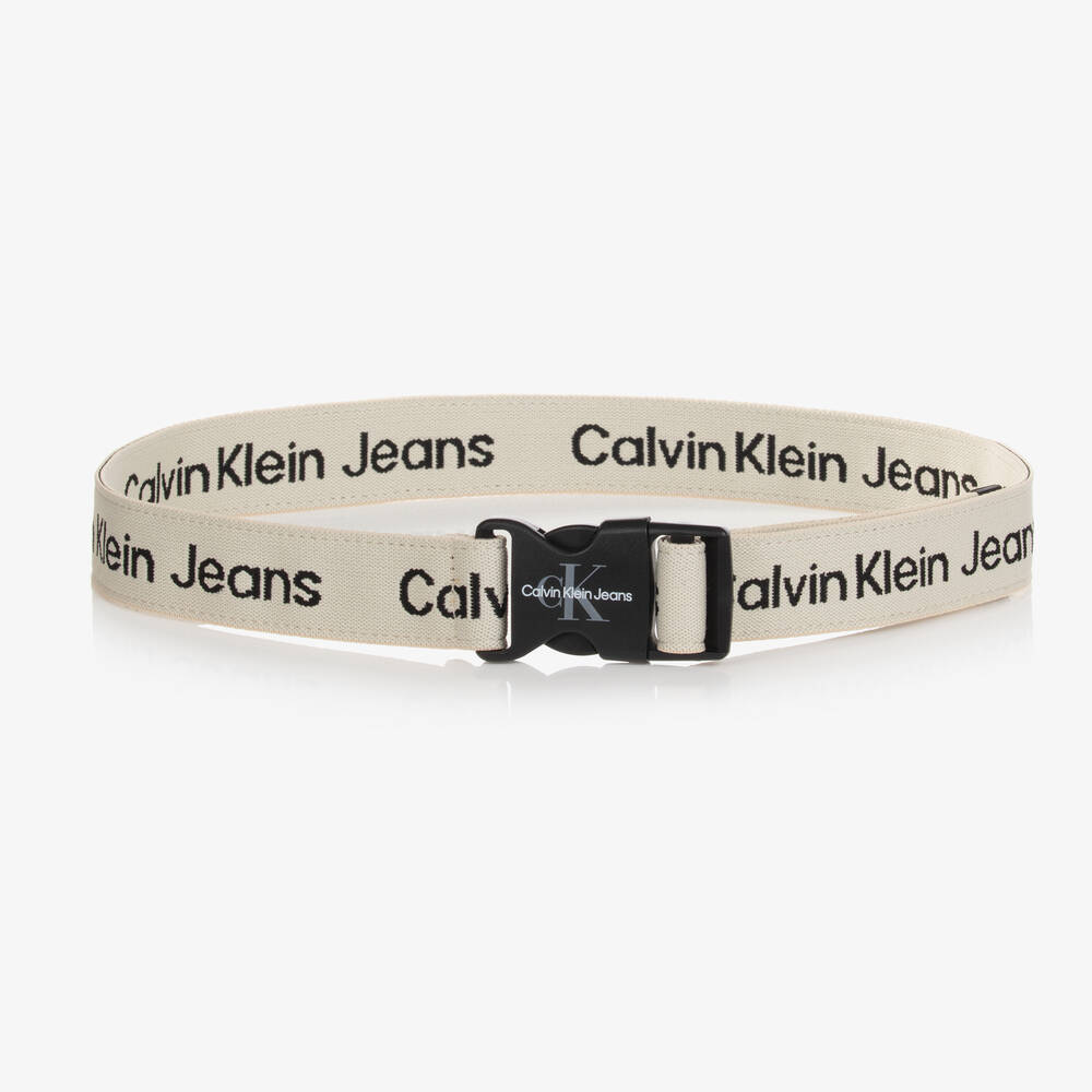Calvin Klein Jeans - Childrensalon Outlet Logo Belt Canvas Beige 