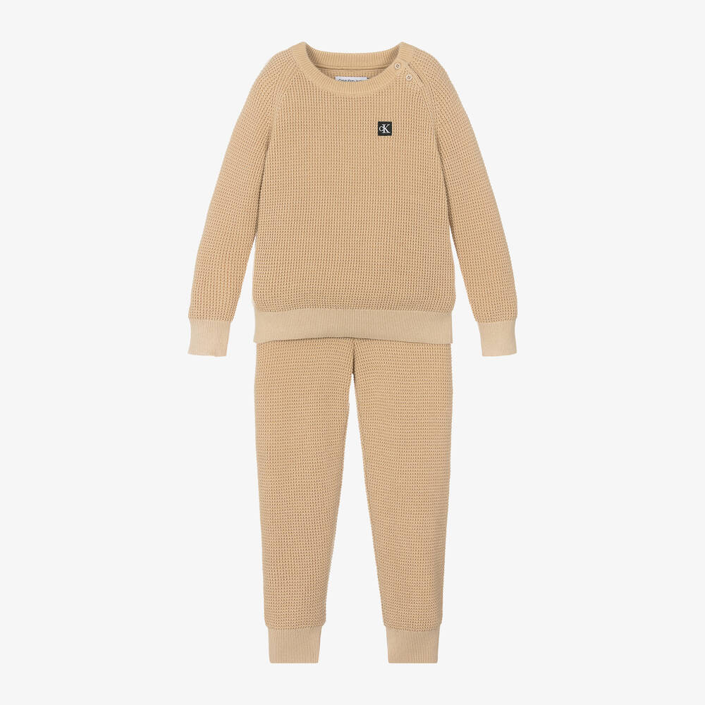 Calvin Klein - Survêtement beige en coton | Childrensalon