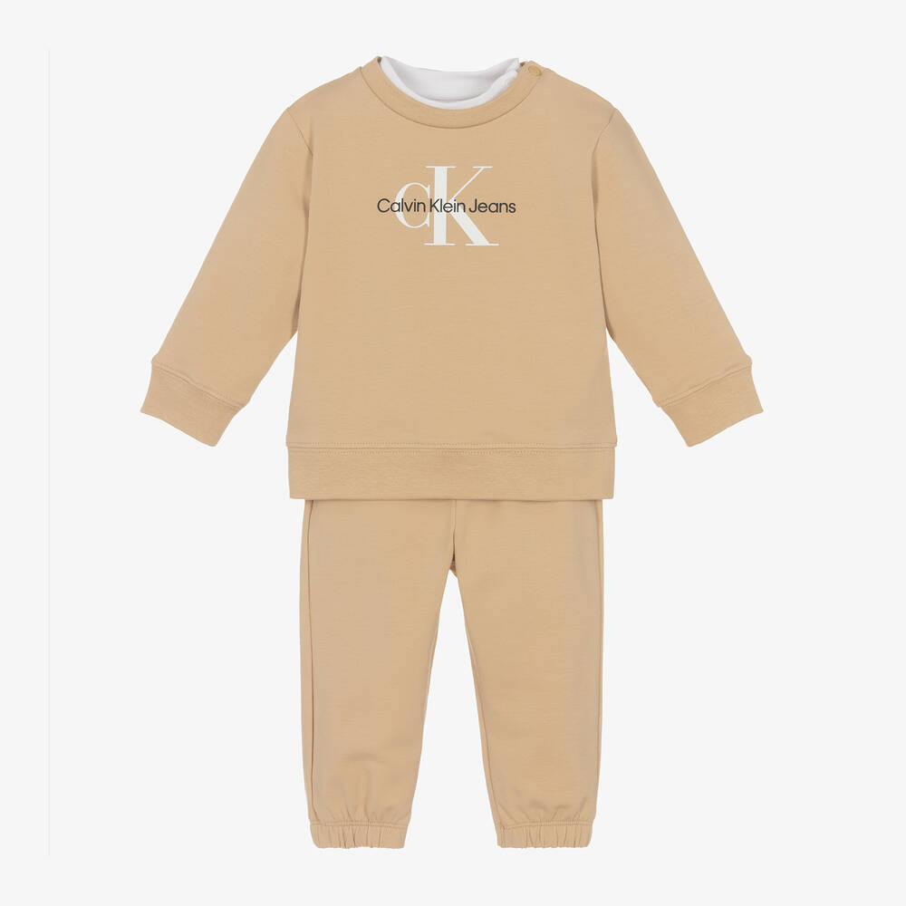 Calvin Klein - Coffret-cadeau survêtement coton beige | Childrensalon