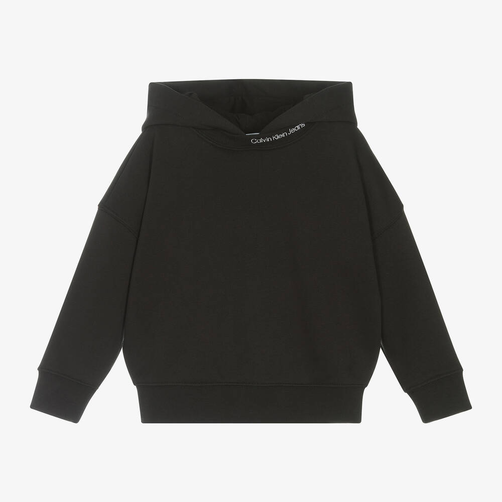 Calvin Klein - Boys Black Cotton Hoodie | Childrensalon