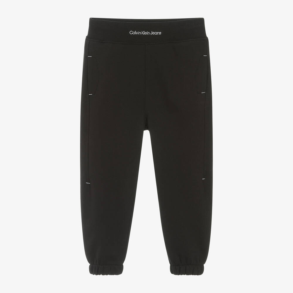 Calvin Klein - Boys Black Embroidered Logo Joggers  | Childrensalon