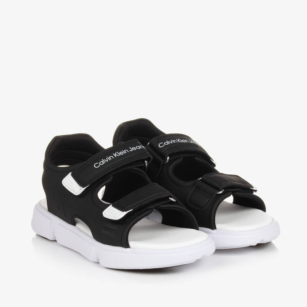 Calvin Klein - Boys Black Velcro Sandals | Childrensalon