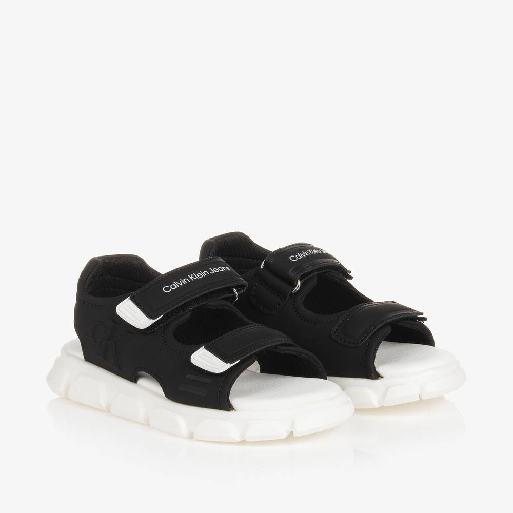 Calvin Klein - Boys Black & White Sandals | Childrensalon