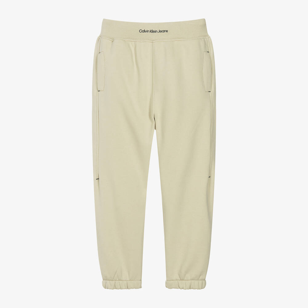 Calvin Klein - Boys Green Cotton Joggers | Childrensalon