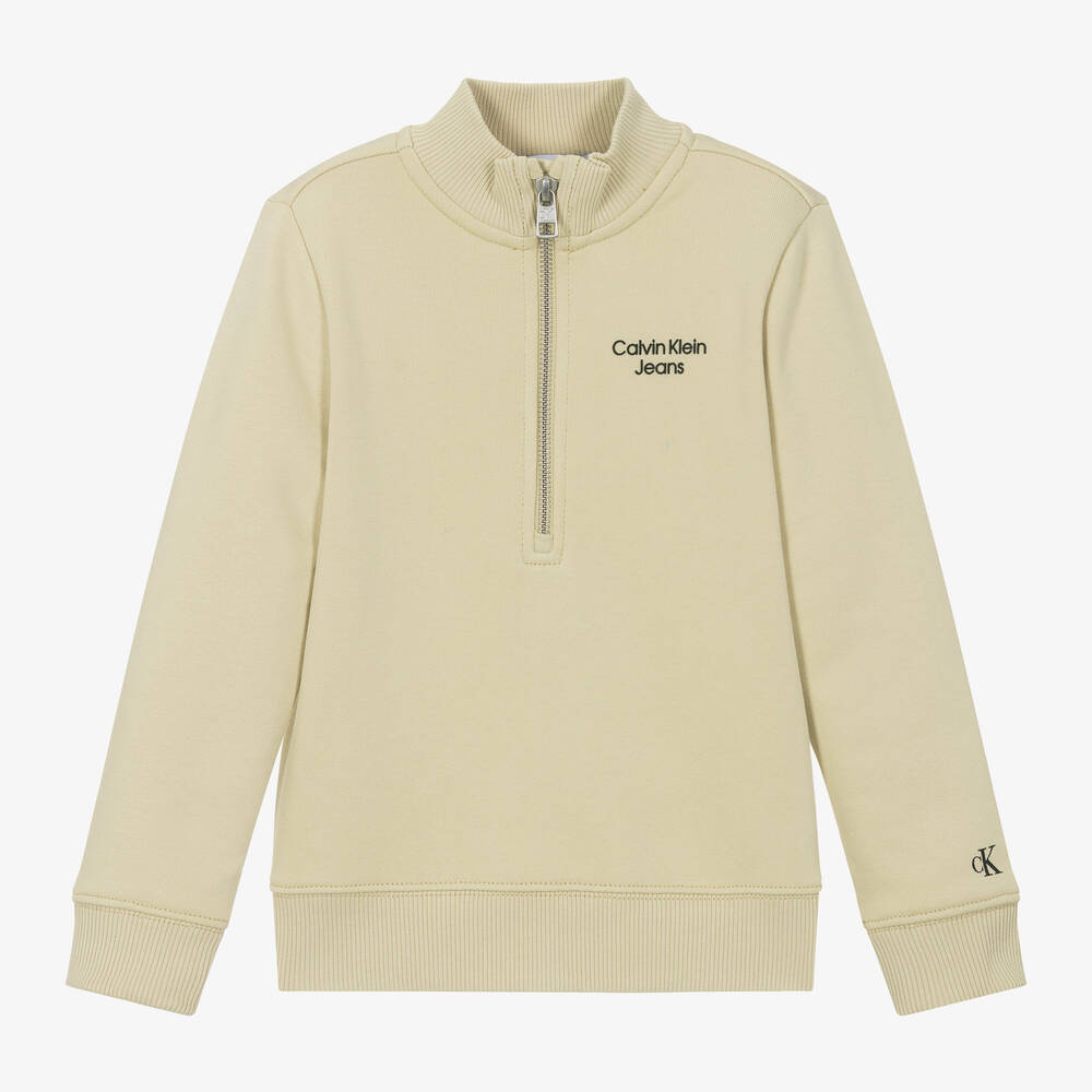 Calvin Klein - Boys Pale Green Cotton Sweatshirt | Childrensalon