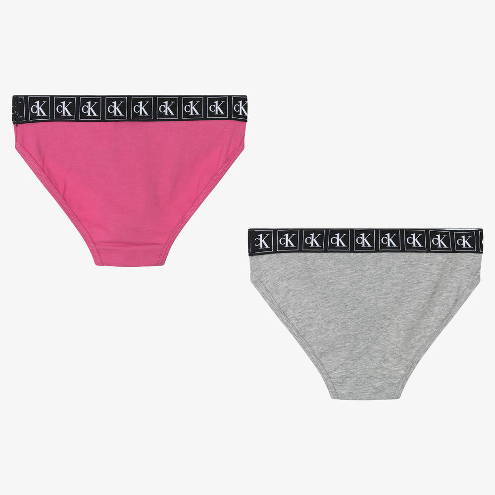 Calvin Klein Cotton Apricot and Navy Logo Knickers (2 Pack)