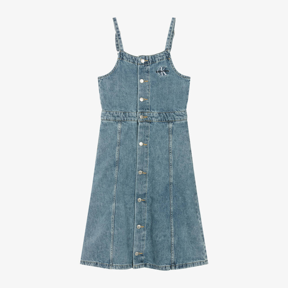 Calvin Klein - Girls Mid-Blue Denim Dress | Childrensalon