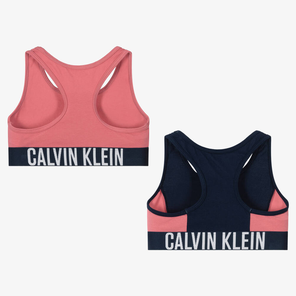 Calvin Klein Girls Pink & Blue Cotton Bra Tops (2 Pack)