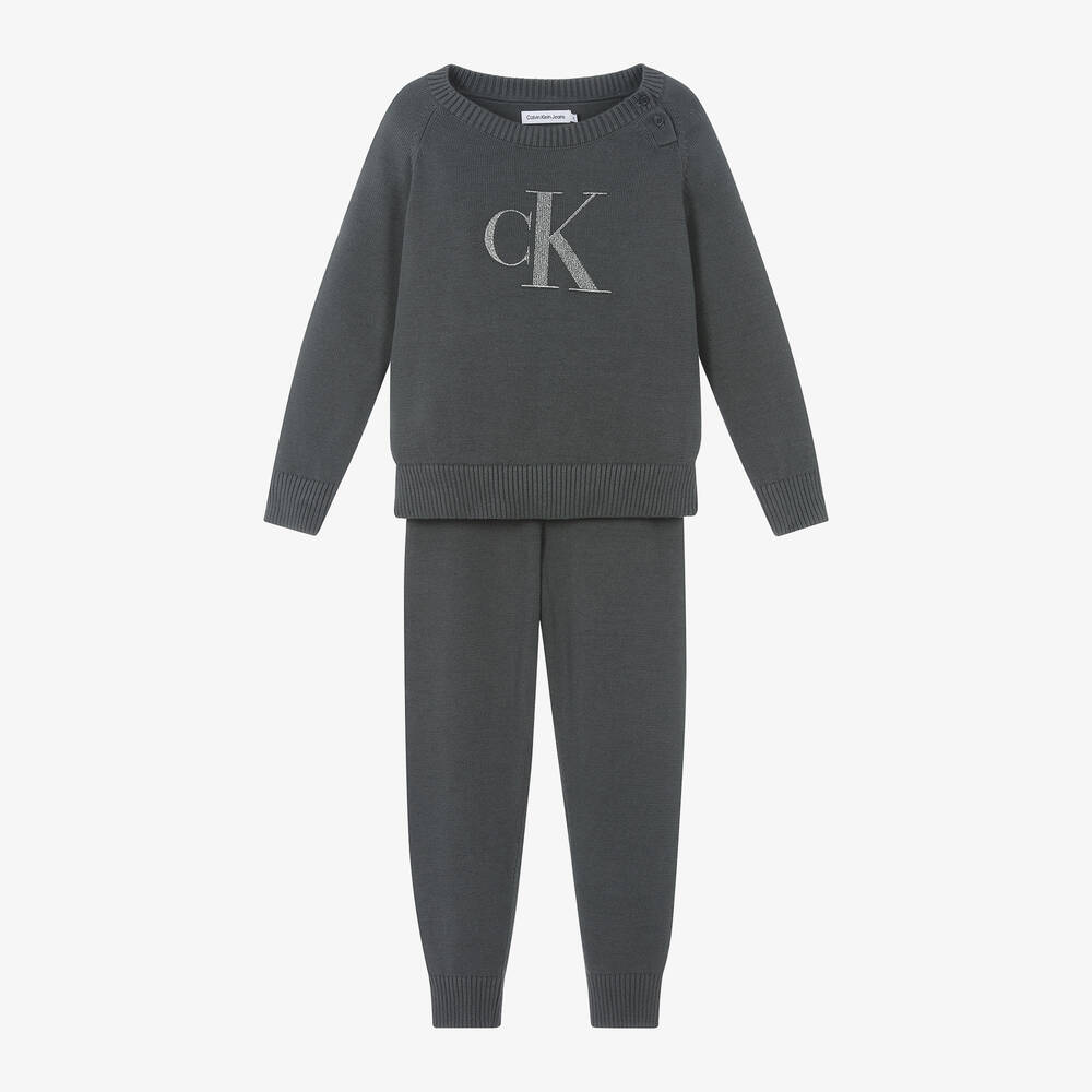 Calvin Klein - Survêtement gris en maille de coton | Childrensalon