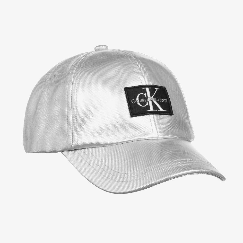 Calvin Klein - Metallic Silver Monogram Logo Cap | Childrensalon