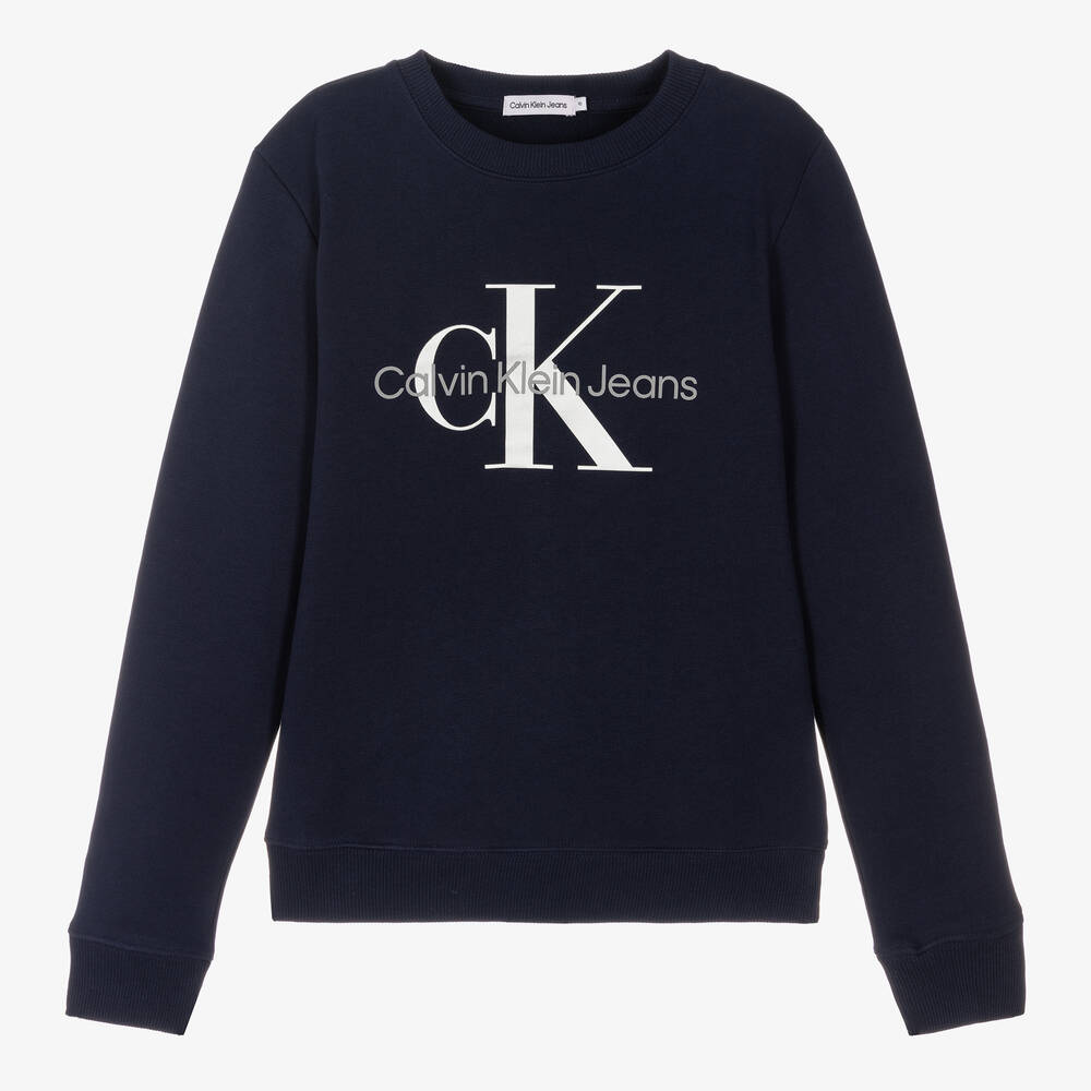 Calvin Klein Jeans - سويتشيرت تينز قطن جيرسي لون كحلي | Childrensalon