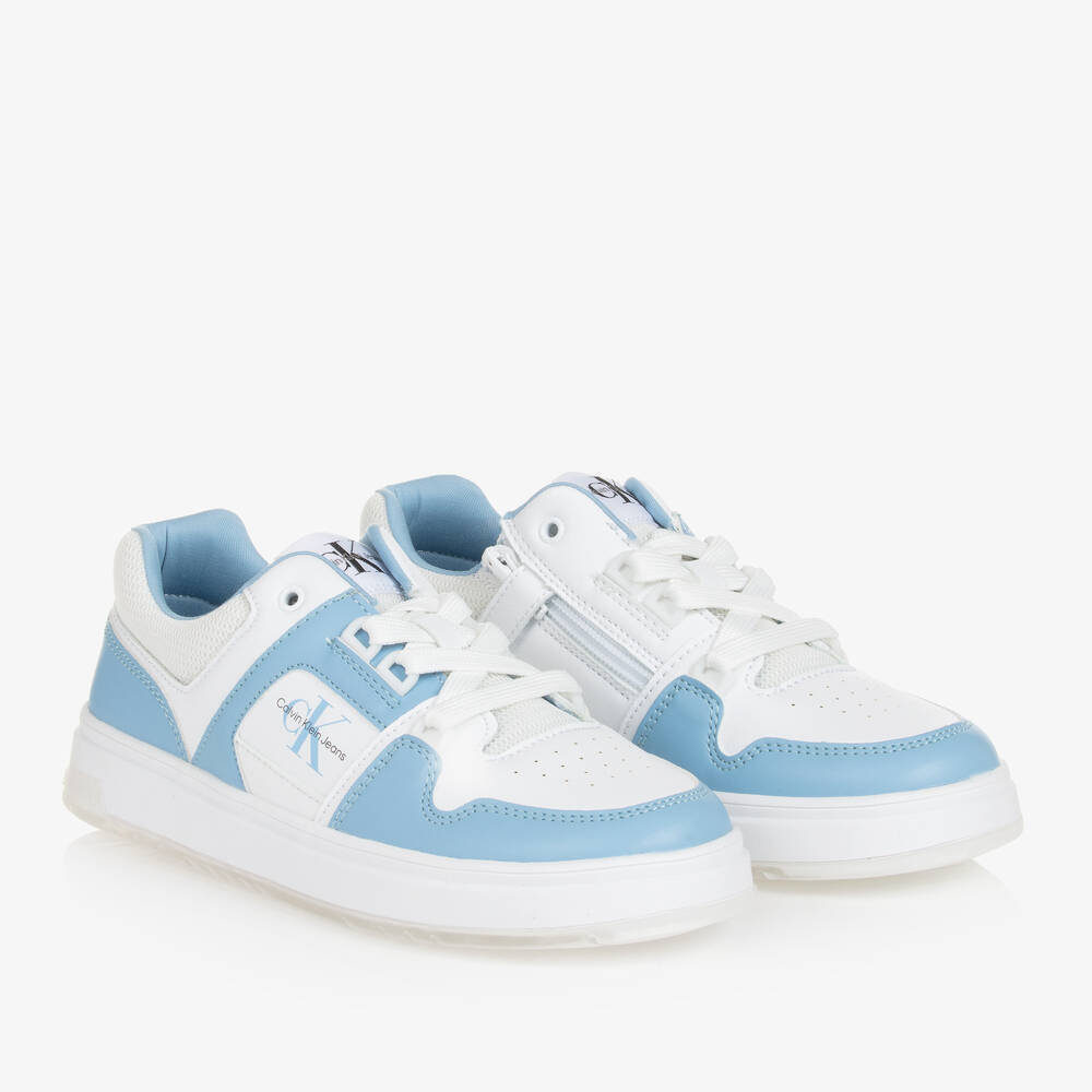 Calvin Klein - Teen Blue & White Monogram Trainers | Childrensalon