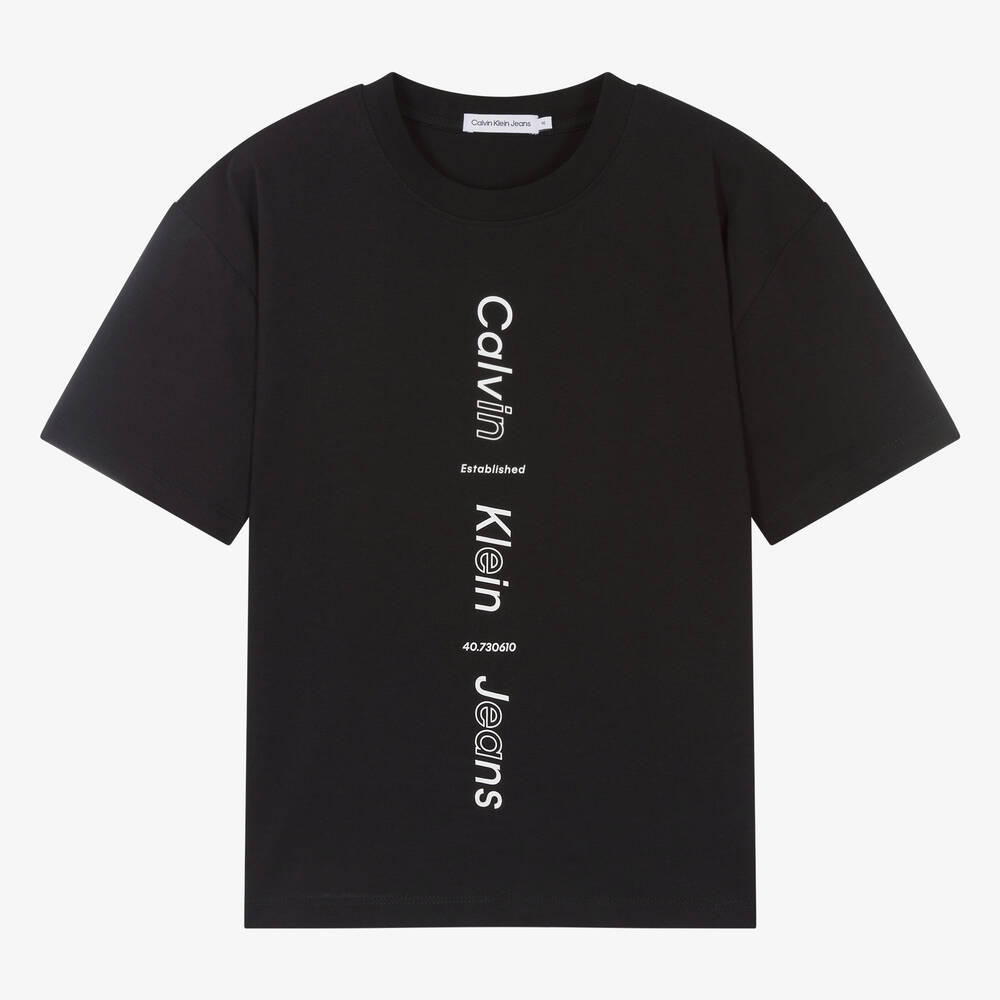 Calvin Klein - Teen Boys Black Cotton T-Shirt | Childrensalon