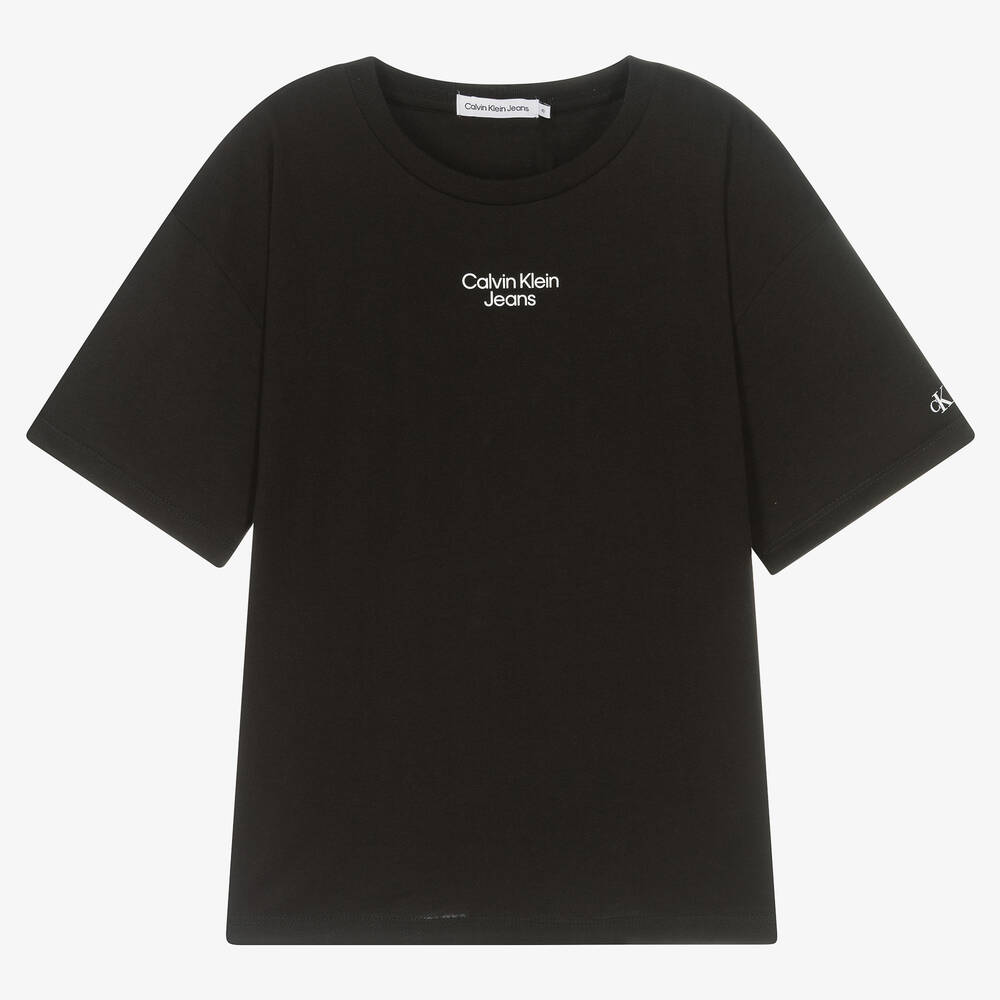 Calvin Klein Jeans - Teen Boys Black Logo T-Shirt | Childrensalon Outlet