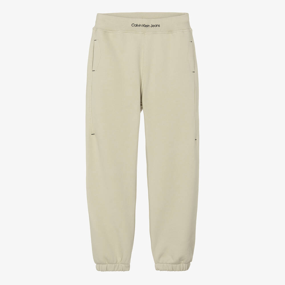 Calvin Klein - Teen Boys Green Cotton Joggers | Childrensalon