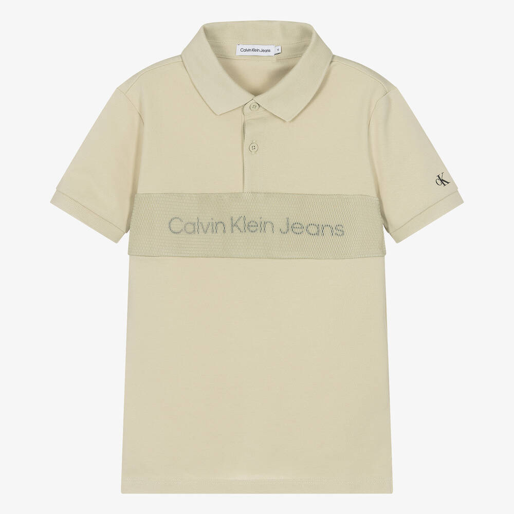 Calvin Klein - Teen Boys Green Cotton Polo Shirt | Childrensalon