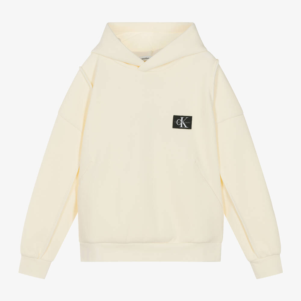 Calvin Klein - Teen Boys Ivory Cotton Hoodie | Childrensalon