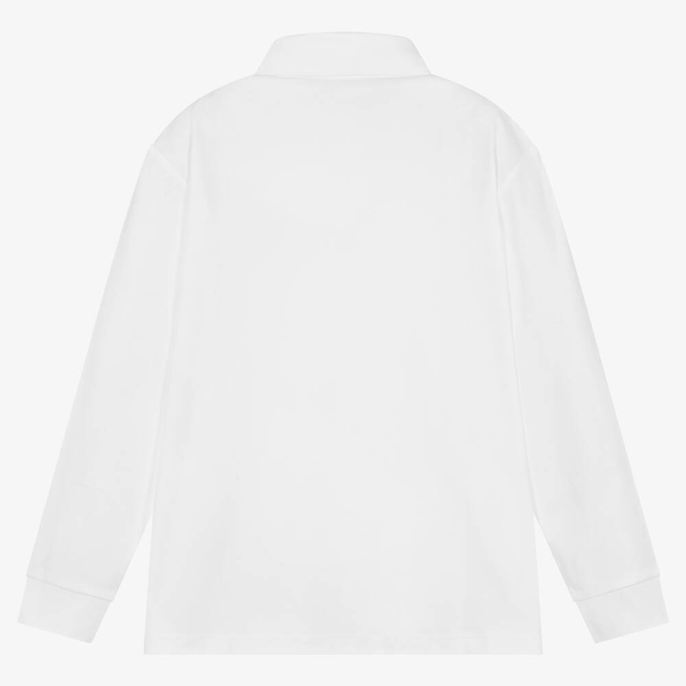 Calvin Klein Langarm-Poloshirt (J) Outlet Childrensalon | Weißes - Teen Jeans