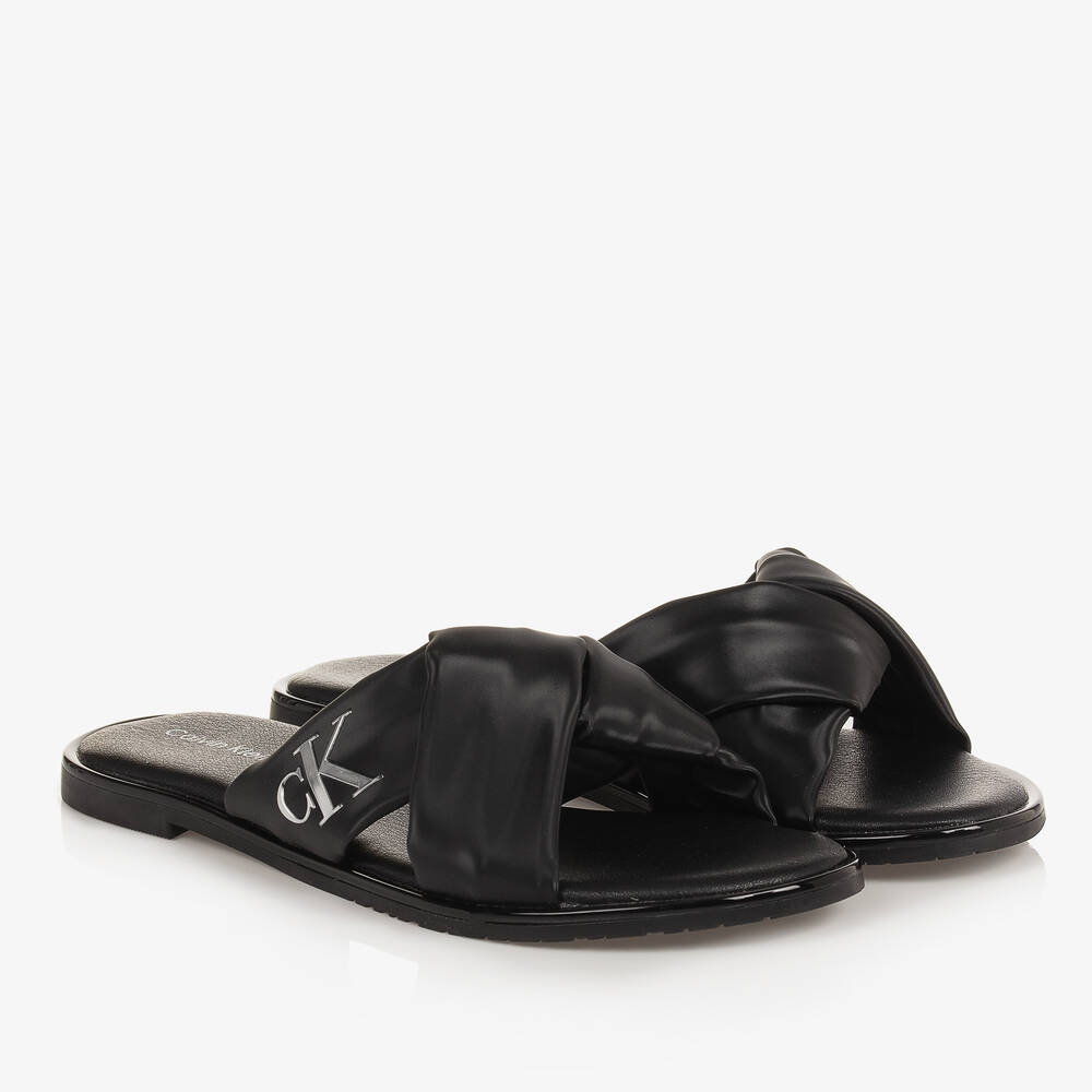 Calvin Klein - Teen Girls Black Twisted Sandals | Childrensalon