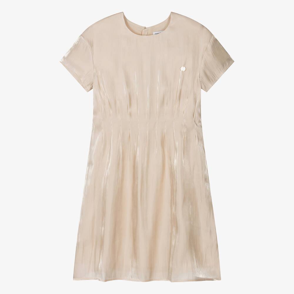 Calvin Klein - Robe or pâle en satin ado | Childrensalon