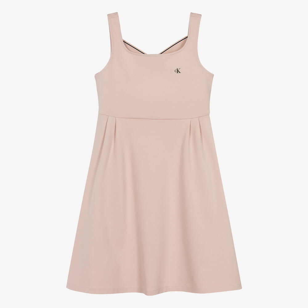 Calvin Klein - Teen Girls Pink Viscose Monogram Dress | Childrensalon