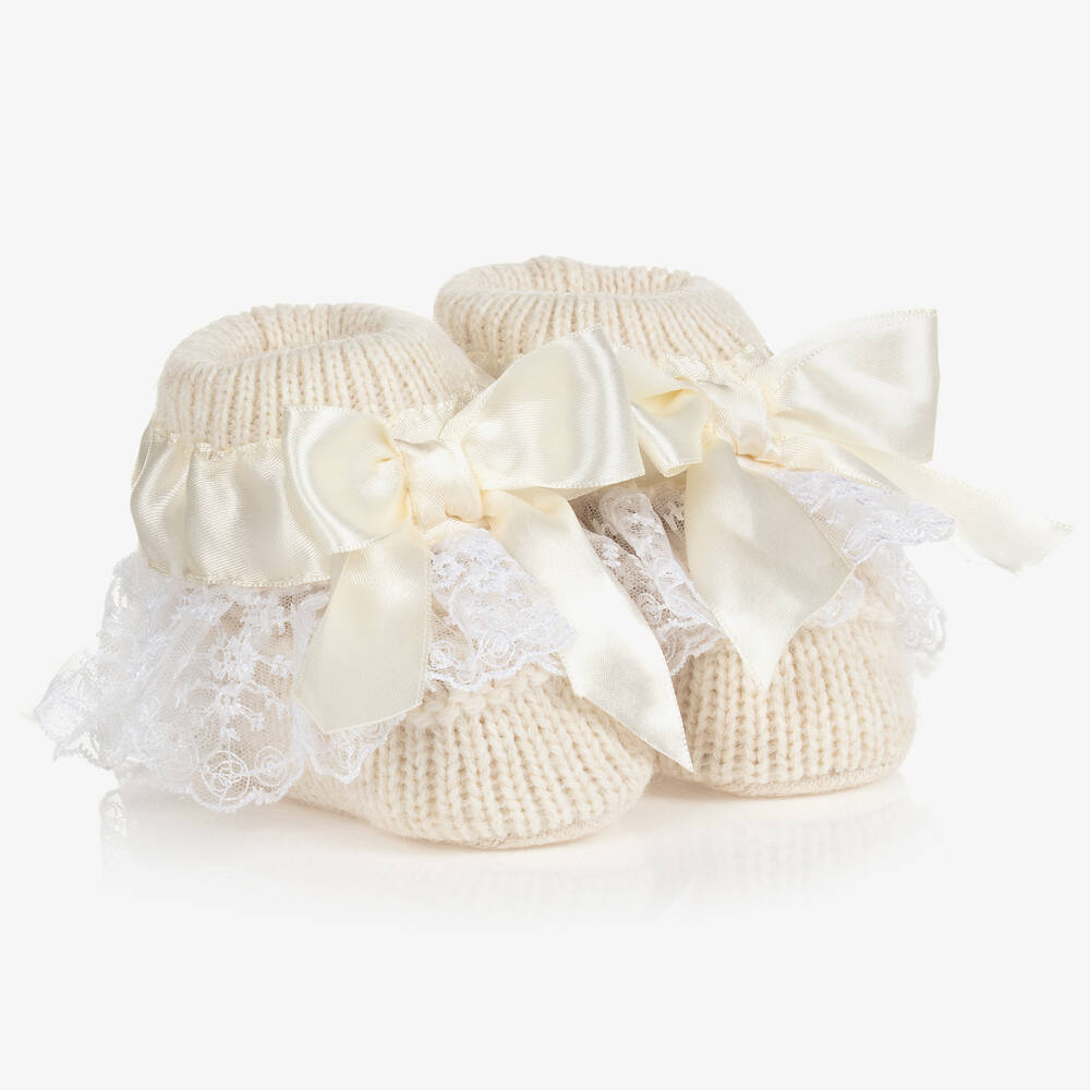 Caramelo Kids - Baby Girls Ivory Booties | Childrensalon