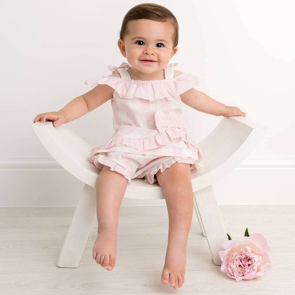 Caramelo Kids - Baby Girls Pink & White Stripe Short Set ...