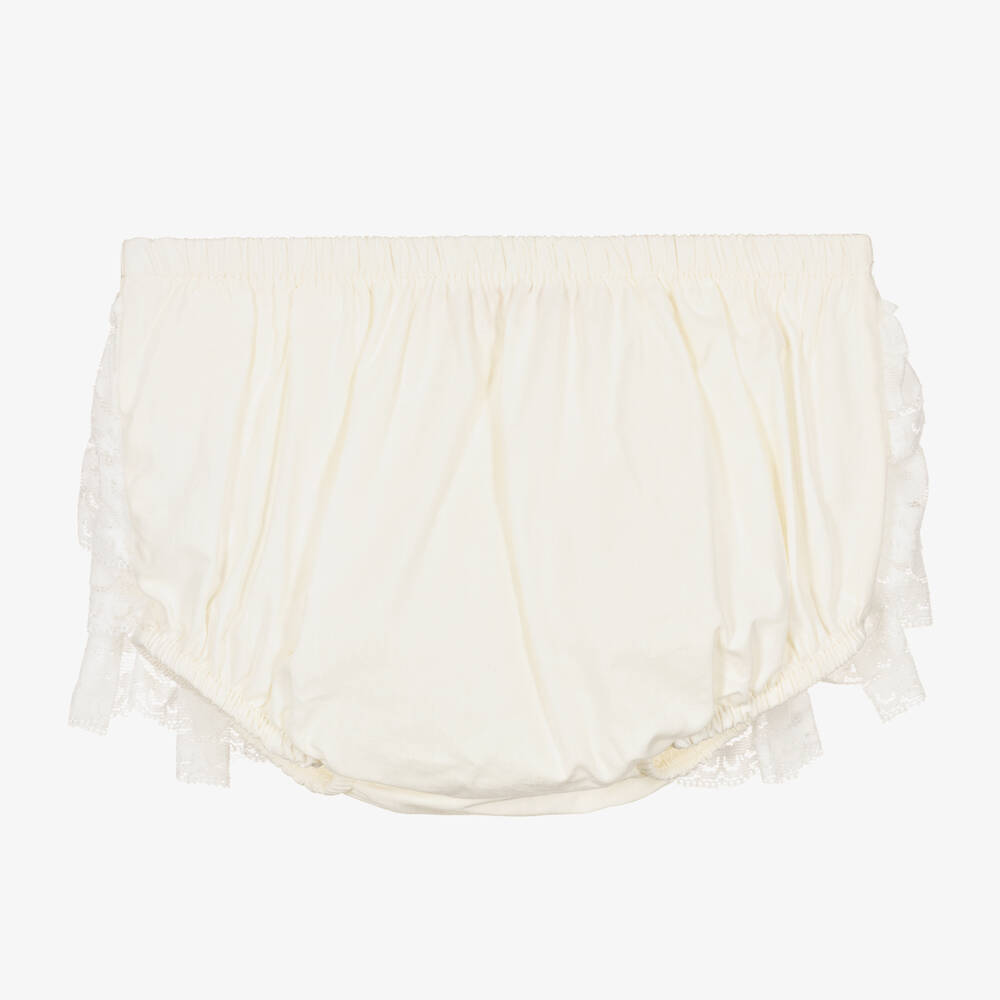 Caramelo Kids - Girls Ivory Cotton Lace Frilly Pants | Childrensalon Outlet