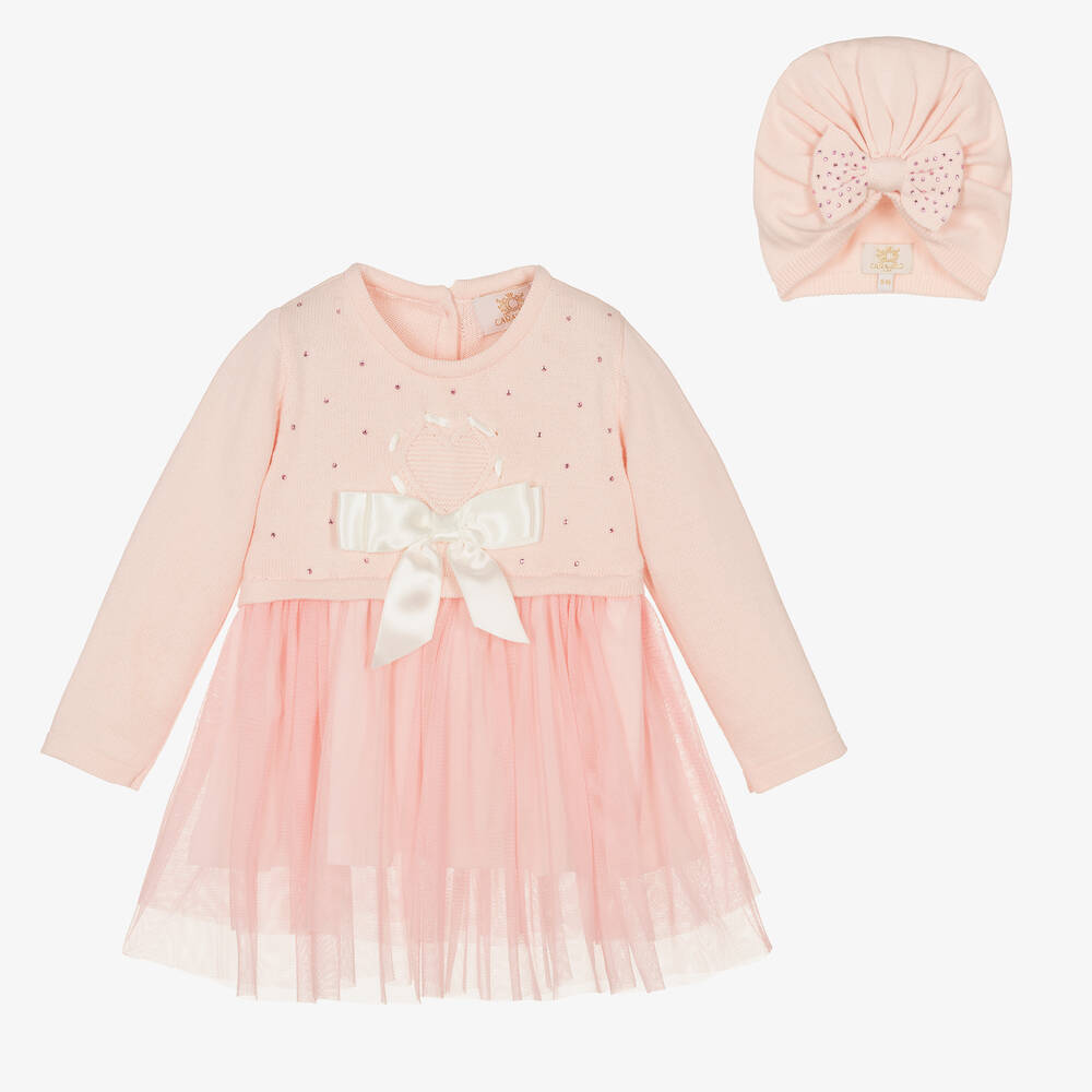 Caramelo Kids - Ensemble robe rose maille fille | Childrensalon