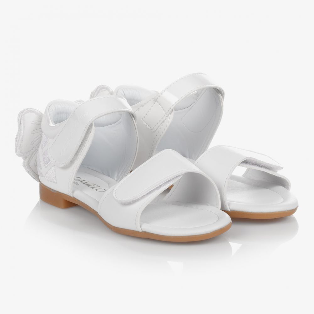 Caramelo Kids - Girls White Bow Sandals | Childrensalon