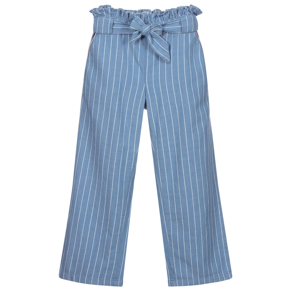 Carrément Beau - Blue & White Cotton Trousers | Childrensalon Outlet