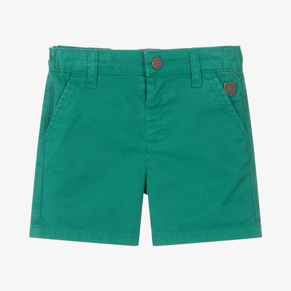 Carrément Beau - Boys Green Cotton Twill Shorts | Childrensalon