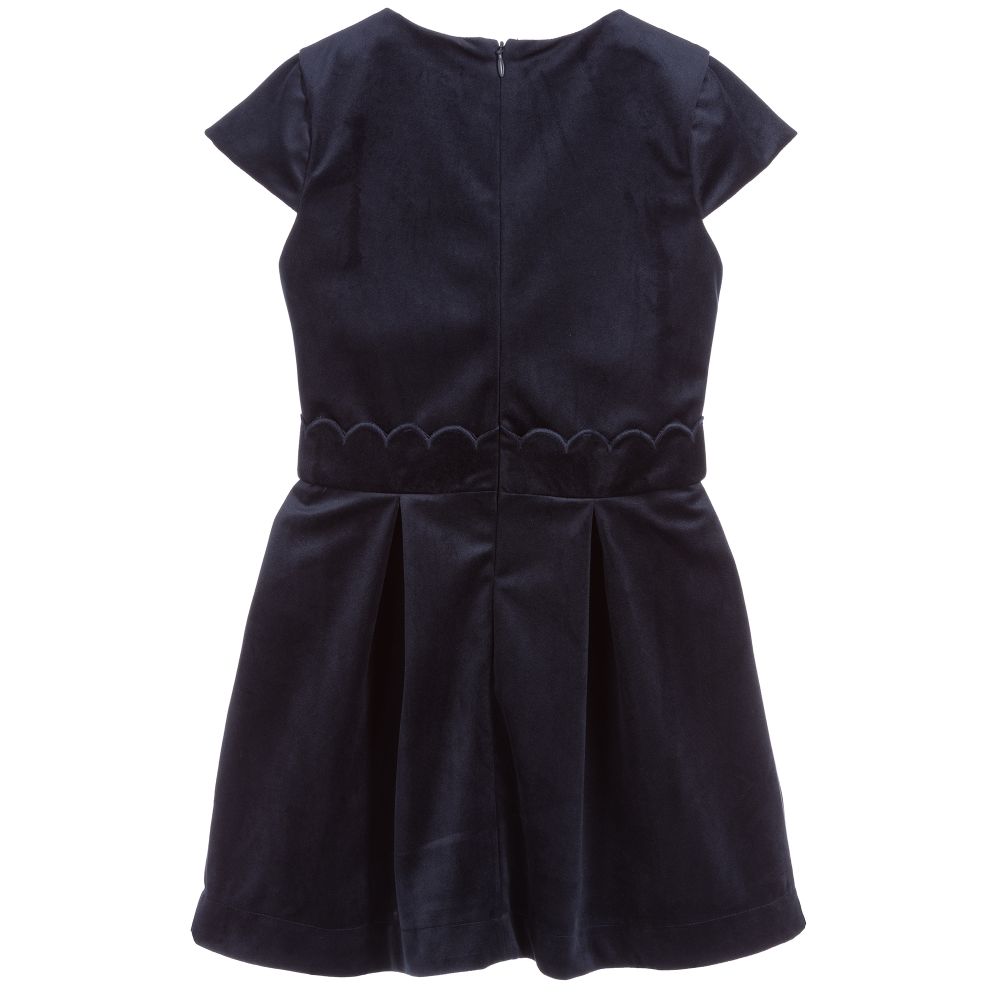 Carrément Beau - Girls Navy Blue Velvet Dress | Childrensalon Outlet
