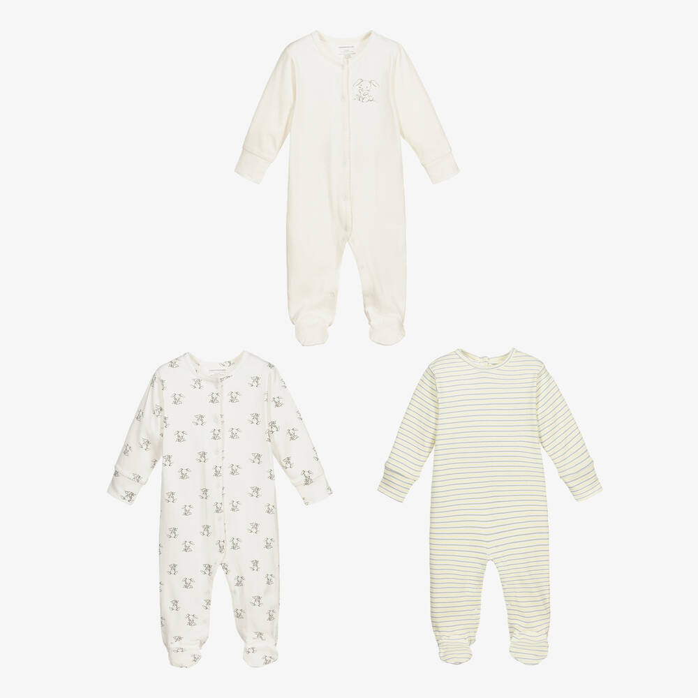 Childrensalon Essentials - White Organic Cotton Babysuits (3 Pack) | Childrensalon