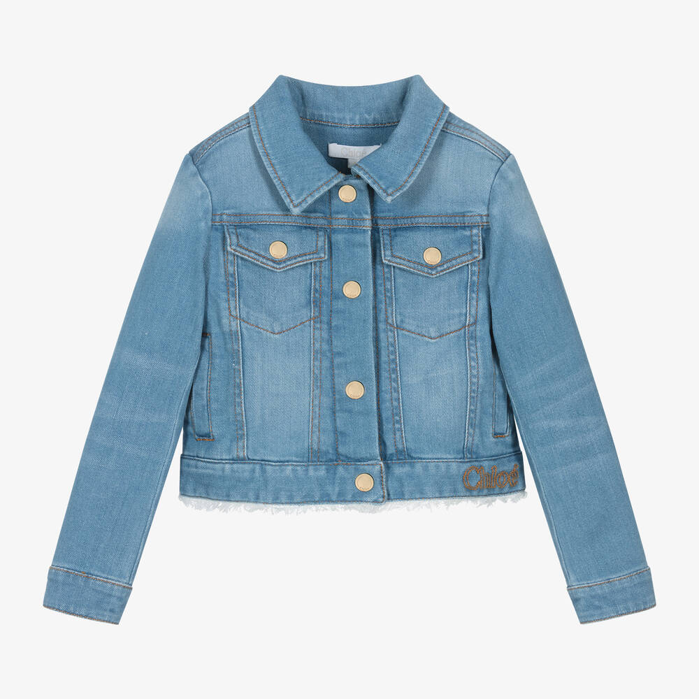 Chloé - Girls Blue Denim Jacket | Childrensalon