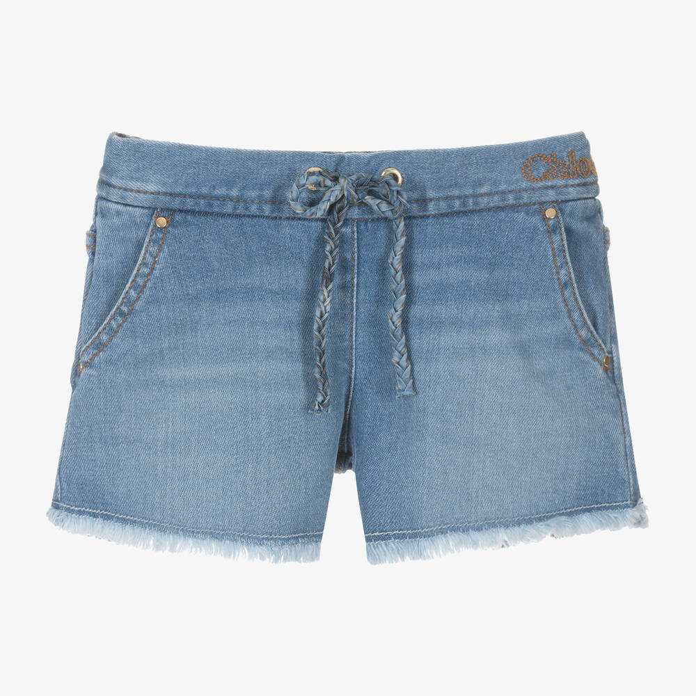 Chloé - Girls Blue Denim Shorts | Childrensalon